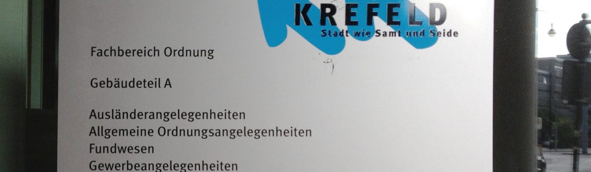 Fluechtlingsrat Krefeld Auslaenderamt Eingangsschild